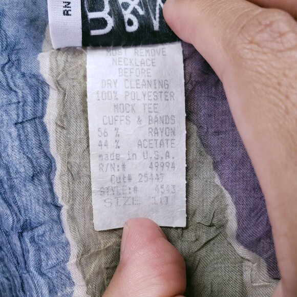 Vintage R&M Richards by Karen Kwong Colorful Earth Tones Modest Sheer Top 10 - Picture 3 of 15